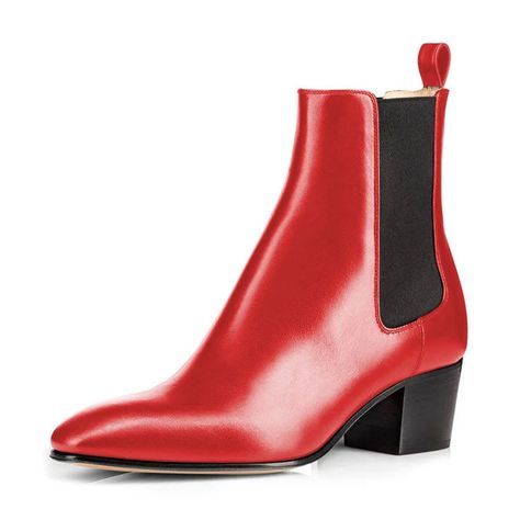 Fashion Red Chelsea Boots Patent Leather Ankle Chunky Heel Boots Red Chelsea Boots, London Winter Fashion, Fashion London, Chunky Heel Boots, Chunky Heel Booties, Winter Shoes For Women, Chunky Heels Boots, Chelsea Ankle Boots, Boots Sneakers