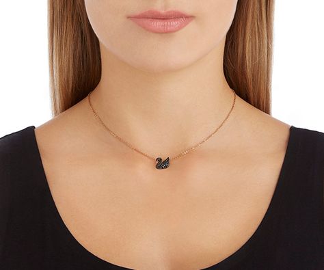 LOVE. Iconic Swan Small Pendant  from #Swarovski Swarovski Black Swan Necklace, Black Swan Necklace, Swarovski Swan Necklace, Swan Necklace, Swarovski Swan, Classy Jewelry, Black Necklace, Black Swan, Engraved Items