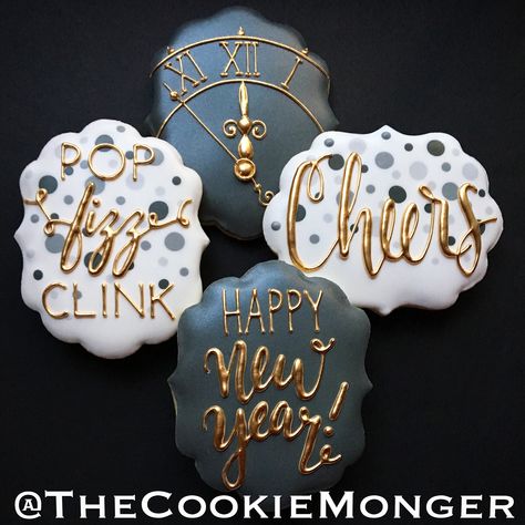 TheCookieMonger Word Cookies, Holiday Cookies Decorated, Peace Love And Happiness, No Bake Sugar Cookies, New Year's Desserts, New Years Cookies, Decorated Cookies Tutorial, Cookies Ideas, New Year's Cake