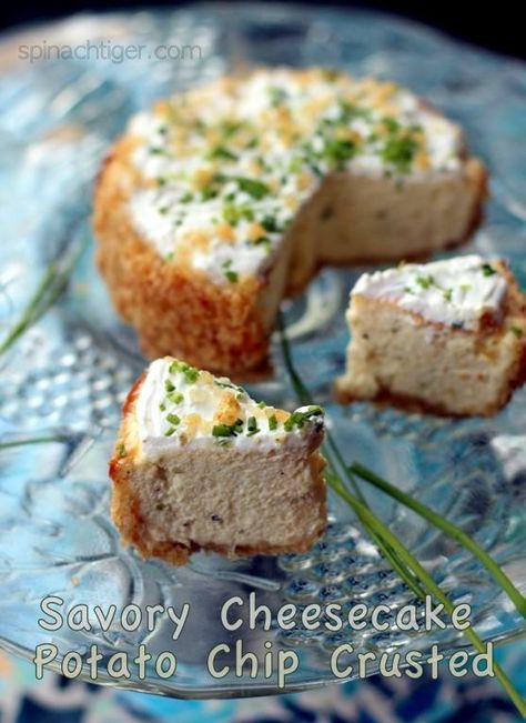 Savory Chive Cheesecake with Potato Chips Crust...this had me at potato chip crust...gotta try! Savory Cheesecake, Savory Cheese, Pot Pies, Potato Chip, Party Foods, Breakfast Foods, Appetizer Dips, Cookbook Recipes, Potato Chips