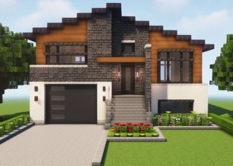 minecraft mooie vila / boshuis Minecraft 1.19 House, Cool Minecraft House Ideas Easy, Black Minecraft House, Minecraft Layout Floor Plans, Minecraft Flat World Ideas, House Layout Minecraft, Minecraft Designs Houses, Minecraft Building Ideas Modern, Ideas Para Casas En Minecraft