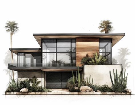 Chic Home Exterior, Home Exterior Design Ideas, Home Exterior Ideas, Coastal Home Exterior, Interior Architecture Sketch, Home Exterior Design, Architecture Design Presentation, Architecture Blueprints, Architecture Drawing Plan