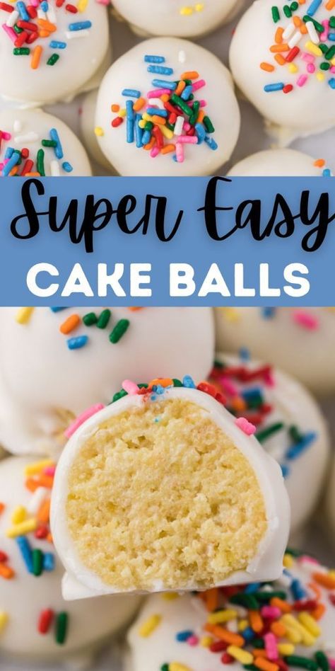 Quick and Easy Cake Balls Vanilla Cake Balls, Christmas Cake Balls, Cake Balls Recipe, Cake Pop Recipe Easy, Easy Vanilla Cake, Cake Ball Recipes, Cake Mix Ingredients, Quick Cake, Cake Pops How To Make