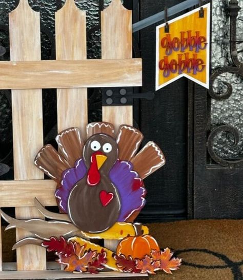 Fall Turkey Add-On Set for our Large Porch Fence - DIY Paint Kit - this is for the Add-on Set ONLY, the Fence Base is found in our store! For those looking for LARGER pieces this Fence and add-on pieces are for you! Larger pieces are a BLAST to paint, easy enough for beginners too! Easy to see score lines help you line the layers on. This is a DIY paint and decorate your own kit. Only the wood items will be sent to you. This set is for the insert only. Bases and other insert sets can be found in Porch Fence, Large Porch, Fence Diy, Paint Easy, Tiered Tray Diy, Wood Items, Tray Diy, Thanksgiving Diy, Diy Set