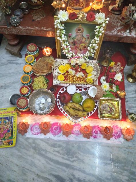 Vaibhav Laxmi Pooja, Lakshmi Puja, Laxmi Puja, Puja Decor, Lakshmi Pooja, Varalakshmi Vratham, Puja Items, Devotional Topics, Festival Pictures