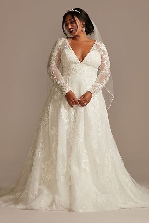 Keyhole Back Wedding Dress, Illusion Sleeves, Plus Wedding Dresses, Petite Wedding Dress, Wedding Dress Style, Davids Bridal Wedding Dresses, Wedding Dresses With Straps, Back Wedding Dress, Oleg Cassini