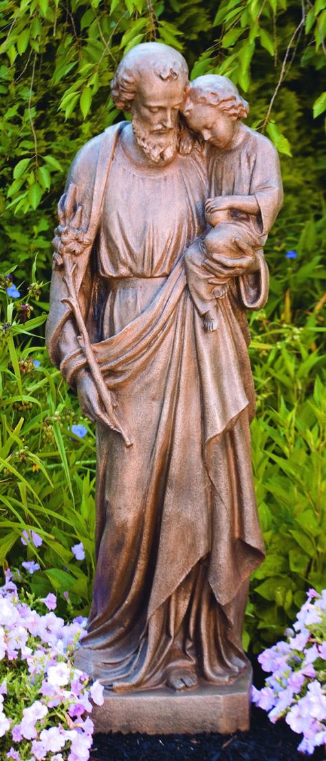 Saint Joseph and Child Life-size Statue St Joseph Statue, Inspirational Sculpture, Concrete Statues, Life Size Statues, Irish Culture, Saint Joseph, Christian Decor, Child Life, St Joseph