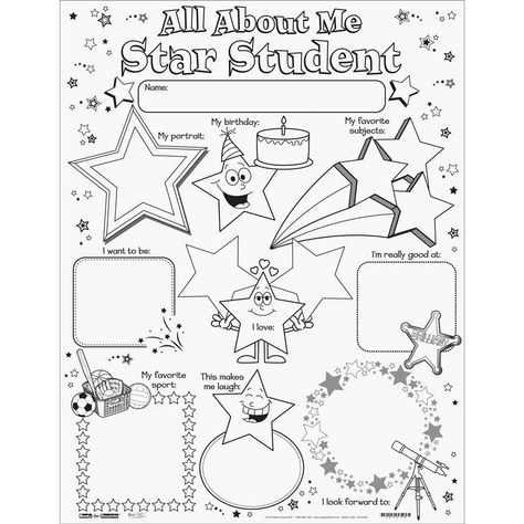 Student+All+About+Me+Printable Preschool Welcome Letter, Star Student Poster, All About Me Template, Printable All About Me, Interactive Lapbooks, Student Profile, Math Doodles, Me Template, About Me Poster