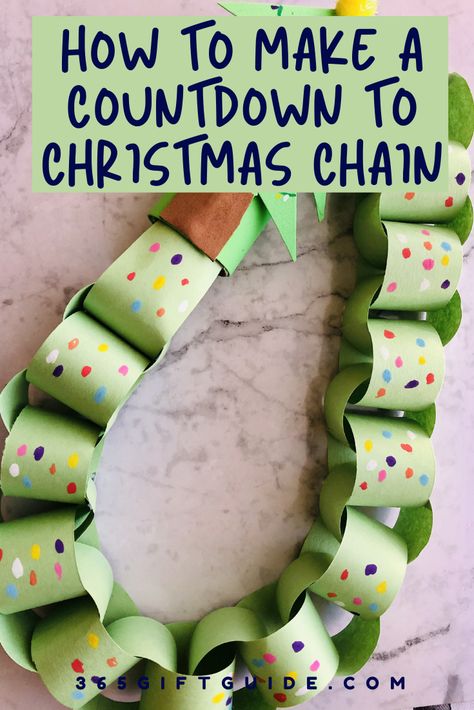 Fun Christmas Countdown For Kids, Paper Links Chain Christmas, Easy Christmas Countdown Craft, Christmas Paper Chain Countdown, Advent Chain For Kids, Paper Chain Countdown To Christmas, Christmas Countdown Paper Chain, Kids Countdown To Christmas, Kids Christmas Countdown Craft