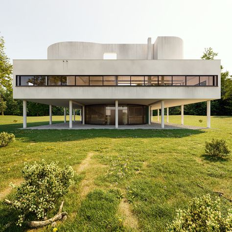 VILLA SAVOYE on Behance Le Corbusier Buildings, Villa Savoye Interior, Le Corbusier Villa Savoye, Villas Design, Modernism Architecture, Corbusier Architecture, Construction City, Architecture Photography Buildings, Architecture Villa