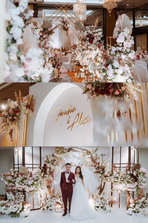 Step into a realm of bohemian enchantment, where an indoor wedding unfolds in a tapestry of ethereal beauty. Pampas grass gracefully adorning the venue with its feathery elegance, while gold structures lend a touch of sophistication to the scene. The harmonious blend of white hues cascades throughout, creating a light and clean aesthetic that exudes pure serenity. Delicate details and intricate designs add a whimsical charm to the setting, as if plucked from a dream. #decomatefloral Wedding Venue Decorations Indoor Elegant, Wedding Decorations Indoor Elegant, Wedding Decorations Indoor, Wedding Venue Decorations, Clean Aesthetic, Indoor Wedding, Ethereal Beauty, Delicate Details, Pampas Grass