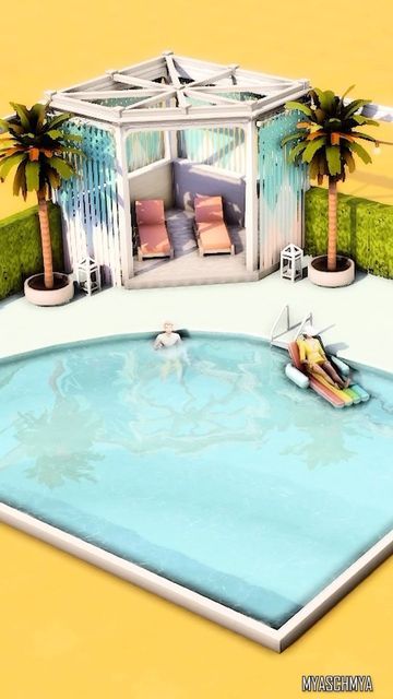 Curved Pool, No Cc Sims, Sims 4 Build, Cc Sims, How To Turn, The Sims 4, The Sims, Sims 4, Side Table