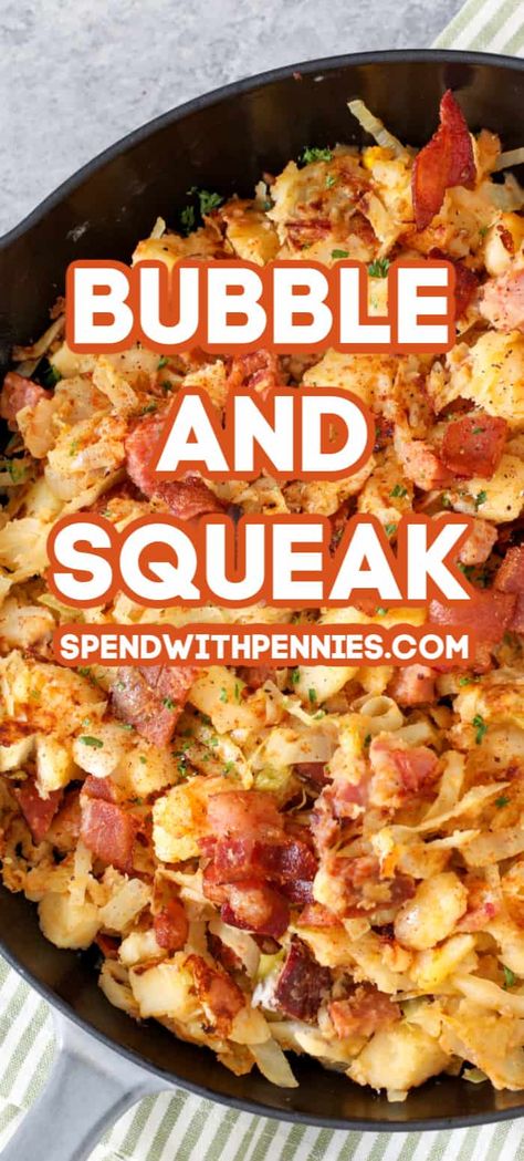 Bubbles And Squeak Recipe, Brunch Meat Dishes, English Breakfast Recipes, English Breakfast Ideas, Bubbles And Squeak, Uk Dishes, English Breakfast Recipe, English Meals, Bubble And Squeak Recipe