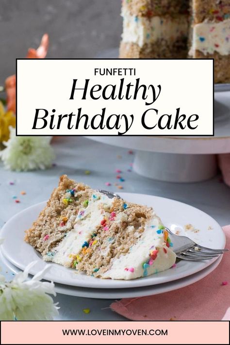 If you want the sprinkles but less sugar than this funfetti healthier birthday cake is for you! This whole wheat healthy birthday cake is a low sugar birthday cake that still has all of the sprinkles and fun! Low Sugar Birthday Cake, Healthy Birthday Cake, Funfetti Birthday Cake, Funfetti Birthday, Healthy Birthday, Less Sugar, Whole Wheat, Low Sugar, Wheat