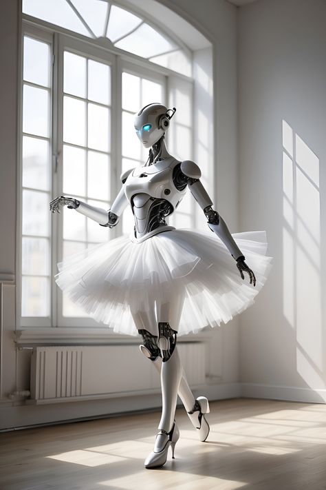 Room With Large Windows, Ballet Pose, Robot Dance, Future Shop, Ballerina Art, Ballet Poses, Empty Room, A Robot, Future Design