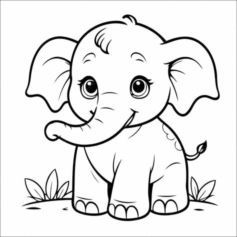 Facebook Elephant Doodle, Doodles Easy, Drawings For Beginners, Elephant Coloring Page, Easy Drawings For Beginners, Cute Easy Doodles, Painting Reference, Simple Mehndi Designs Fingers, Easy Doodles