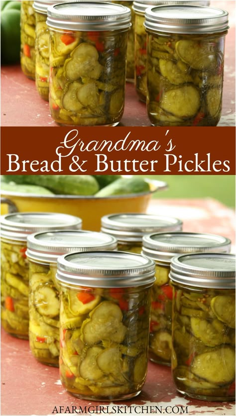 Grandmas Bread, Bread And Butter Pickle Recipe, Best Canning Recipes, Homemade Apple Sauce, Bread N Butter Pickle Recipe, Pickle Recipes Homemade, Bread And Butter Pickles, Pickled Peppers, Butter Pickles