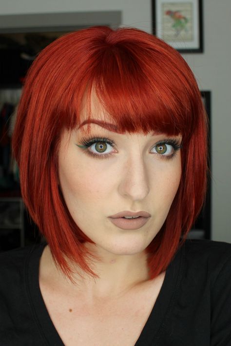 FOTD 7/15/15 - Album on Imgur Red Hair Cuts, Red Bob Haircut, Corte Shag, Red Hair With Bangs, Short Fluffy Hair, Prom Hair Styles, Bob Bangs, Blonde Hair Tan Skin, Wedding Bridal Makeup