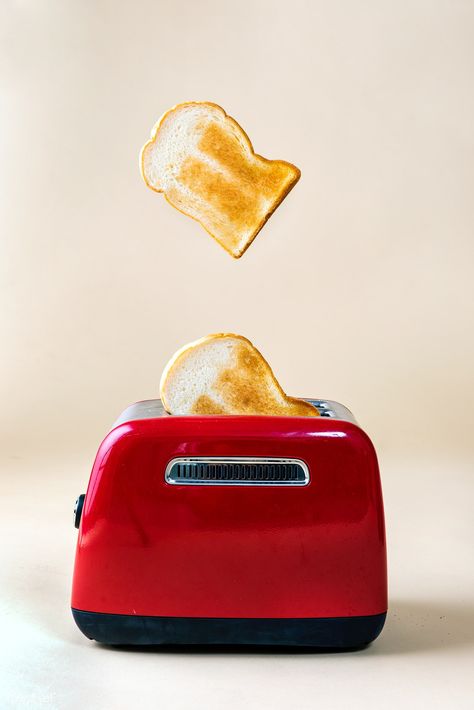 Roasted toast bread popping up from a red toaster | premium image by rawpixel.com / Teddy Rawpixel Red Toaster, Cream Cheese Toast, Bakery Icon, Bread Toaster, Blueberry Waffles, Bread Rolls Recipe, Cream Cheese Topping, Mobile Phone Wallpaper, Wooden Platters