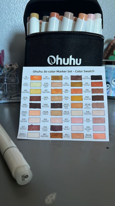 Ohuhu Marker Swatches, Ohuhu Skin Tones, Ohuhu Markers Art, Art Supplies List, Stationery Obsession, Ohuhu Markers, Stationary Art, Cute Stationary School Supplies, Kawaii School Supplies