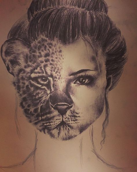 Tiger/human hybrid Hybrid Art Human, Human Hybrid Drawing, Human Animal Hybrid Drawing, Animal Human Hybrid, Tiger Human, Gcse Identity, Hybrid Drawing, Human Hybrid, Mythical Creature Art