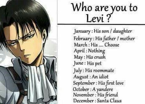 I love Levi! #leviackerman #rivaille #humanitiesstrongest #aot #shortman #levi #ackerman Anime Horoscope, Birthday Scenario Game, Birthday Scenario, Anime Zodiac, Animals Birthday, Captain Levi, Attack On Titan Funny, Attack On Titan Levi, Birthday Games