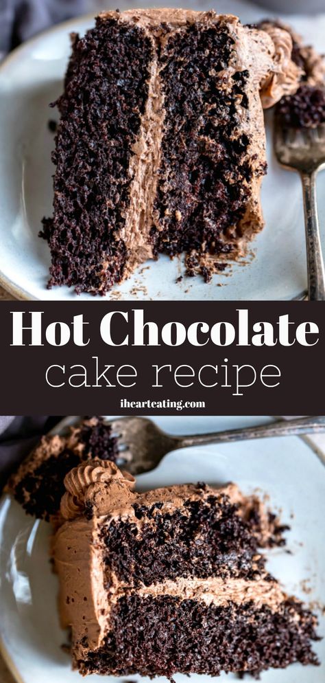 Hot Cocoa Cake Recipe, Hot Chocolate Cake Recipe, Dessert Corner, Chocolate Desert, Hot Chocolate Cake, Chocolate Layer Cake Recipe, Super Moist Chocolate Cake, Future Chef, Cocoa Cake