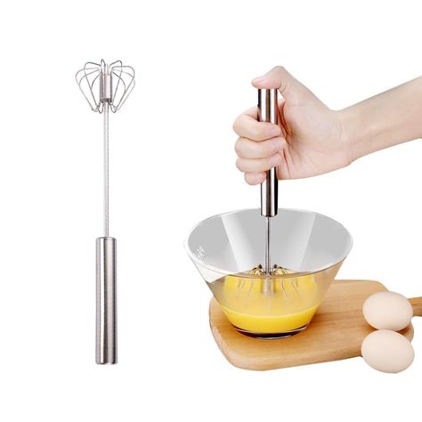 PRICES MAY VARY. Whisk Like a Pro! Transform your cooking experience with our Stainless Steel Semi-Automatic Whisk! Designed for efficiency, this innovative tool allows you to whisk effortlessly without the need for electricity. Perfect for busy kitchens! Effortless Mixing Made Easy! Say goodbye to sore arms and hello to effortless mixing! Our hand-press mechanism makes whisking a breeze, allowing you to achieve fluffy eggs and smooth batters in seconds. Elevate your culinary skills with ease! B Kitchen Utensils Design, Kitchen Stainless Steel, Egg Beater, Gadgets Kitchen Cooking, Whisks, Egg Beaters, Dessert Shop, Hand Mixer, Egg Whisk