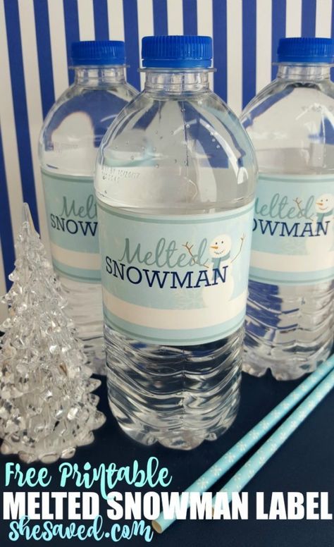 5 Free Melted Snowman Printable Labels - Printables 4 Mom Snowman Water Bottle, Schnee Party, Water Bottle Labels Free, Winter Wonderland-party, Diy Water Bottle Labels, Snow Party, Snowman Party, Printable Water Bottle Labels, Printable Snowman