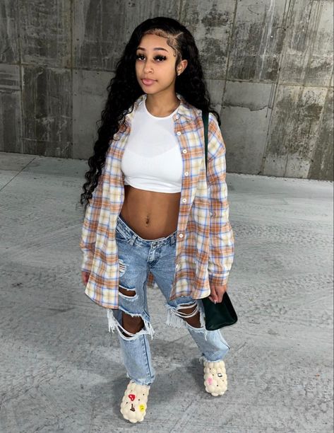 Fall outfit ideas Flannel Outfits Summer, Cute Flannel Outfits, Slides Outfits, Bubble Slides, Slides Outfit, Lookbook Ideas, Teen Swag Outfits, Flannel Outfits, Girls Fall Outfits