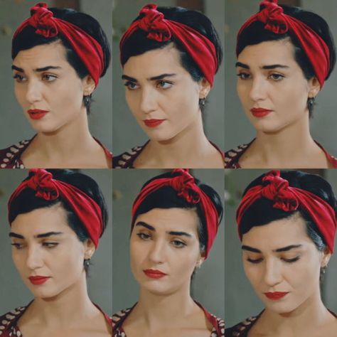 Headbands Hairstyles Short, Bandana Hairstyles Short, Headbands For Short Hair, Tuba Buyukustun, Short Dark Hair, Crop Hair, Turkish Actresses, Turkish Film, Anniversary Wishes