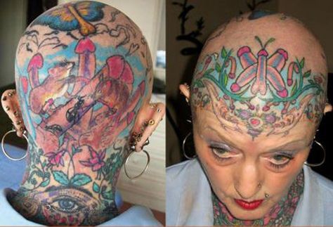 Bad Tattoos: 10 More Funny Tats of the Worst Kind - Team Jimmy Joe Worlds Worst Tattoos, Awful Tattoos, Tattoos Gone Wrong, Scalp Tattoo, Horrible Tattoos, Terrible Tattoos, Creepy Tattoos, Tattoo Fails, Weird Tattoos