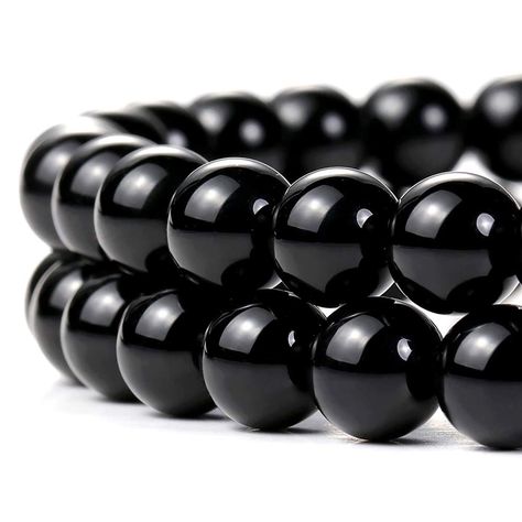 PRICES MAY VARY. Condition: Natural onyx stone beads with highly polished, smooth round, shiny surface (Each piece color may have differernt due to the natural stone) SIZE & QUANTITIES: Bead size 14mm, Hole size 1.2mm; One Strand (15 inches/Strand; approx. 28pcs/Strand) UNISEX STYLE: Round Gemstone Beads with Standardized Hole size 1.2mm Center drilled style. This Black Onyx Gemstone style fits well for UNISEX style jewelry making, MEN or WOMEN JEWELRY. WIDE USAGE: Our natural onyx beads are exc Diy Gifts Art, Black Onyx Jewelry, Jewelry Making Necklace, Onyx Jewelry, Black Onyx Stone, Onyx Gemstone, Onyx Bead, Beads For Jewelry Making, Onyx Stone