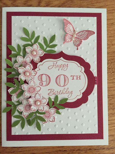 Stampin Up 100th Birthday Cards, 100 Year Birthday Card Ideas, Handmade 80th Birthday Card For Women, 80th Birthday Card Ideas For Women, 80 Th Birthday Cards For Women, 100th Birthday Cards Handmade, 80th Birthday Cards Handmade For Women, 100th Birthday Card, 90th Birthday Cards