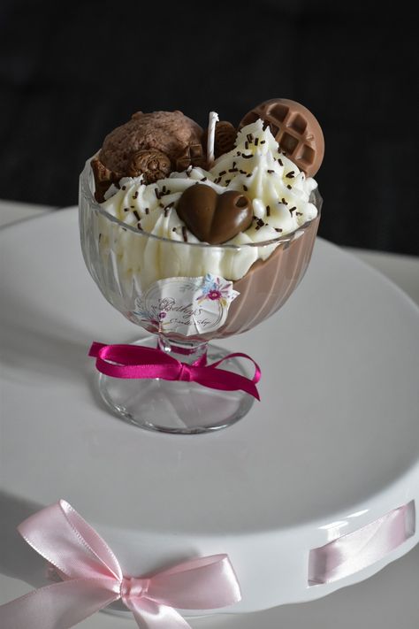 Handmade Chocolate Ice cream candle Ice Cream Candle, Realistic Candles, Lilin Aroma, Candy Candle, Dessert Candle, Candle Obsession, Cream Candles, Chocolate Candle, Homemade Scented Candles