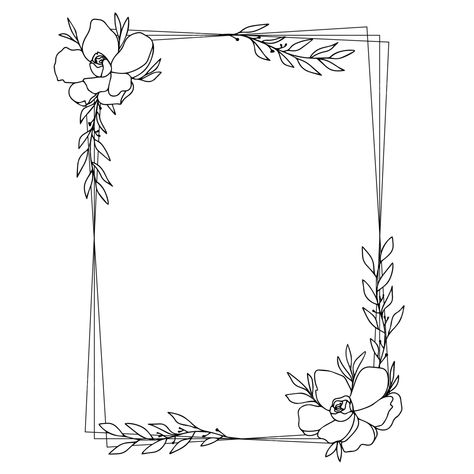 Flower Border For Project, Square Tattoo Frame, Small Border Designs, Flower Drawing Border, Flower Frame Drawing, Flower Border Drawing, Beautiful Border Designs For Projects, Border Drawing, Paper Borders