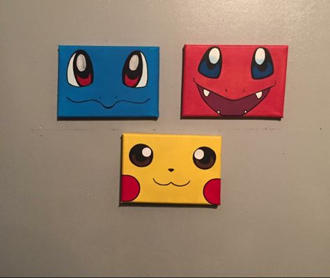 Pokemon Pokemon Paintings Easy, Pokemon Canvas Painting Easy, Painting Ideas Pokemon, Pokemon Painting Ideas, Pokémon Canvas, Pokemon Canvas Painting, Pikachu Painting, Pokemon Painting, Mini Toile