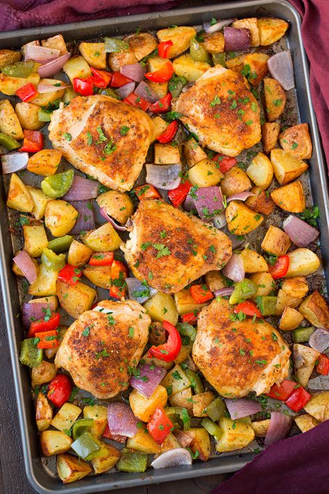 You can never have enough one pan dinner recipes, right? Especially this time of year when your kitchen already seems to be a disaster from all the holiday Cajun Chicken Dinner, One Pan Dinner Recipes, Baked Lemon Chicken, Chicken And Veggies, One Pot Dinners, Chicken Bake, Balsamic Chicken, Cajun Chicken, Cooking Classy