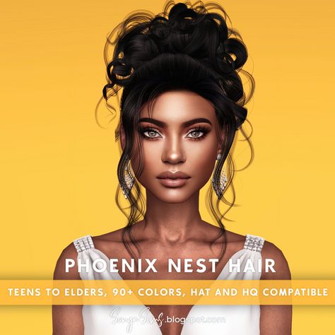 Phoenix Nest Hair NOW FREE | SonyaSims on Patreon Sims 4 Cc Hair Messy Bun Patreon, Sims 4 Cc Hair Updo Patreon, Wedding Hair Cc Sims 4, Sims 4 Cc Patreon Free Hair, Sims 4 Cc Wedding Hair, Sims 4 Wedding Hair, Sims 4 Ponytail Cc, Big Messy Buns, Hair Ts4