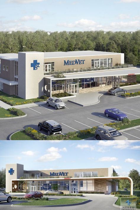 Hospital 3d Design, Small Clinic Exterior Design, Medical Clinic Exterior Design, Hospital Design Architecture Exterior Facades, Clinic Exterior Design Architecture, Hospital Facade Design Architecture, Medical Building Exterior, Clinics Architecture, Hospital Design Architecture Exterior