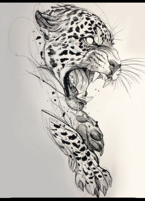 Jaguar Outline, Koi Fish Drawing Tattoo, Leopard Drawing, Hirsch Tattoo, Big Cat Tattoo, Jaguar Tattoo, Chicano Tattoos Sleeve, P Tattoo, Leopard Tattoos