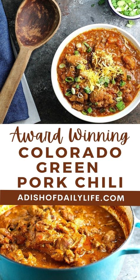 Green Pork Chili, Green Chili Pork, Pork Dinners, Green Chili Recipes, Pork Chili, Favorite Chili Recipe, Fall Meals, Chilli Recipes, Chili Cook Off