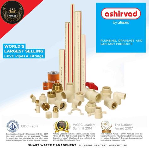 Ashirvad Cpvc Pipes & Fittings Cpvc Fittings, Cpvc Pipe, Pipe Fitting, Worlds Largest, Hot Water, Plumbing, Home Improvement, Marketing