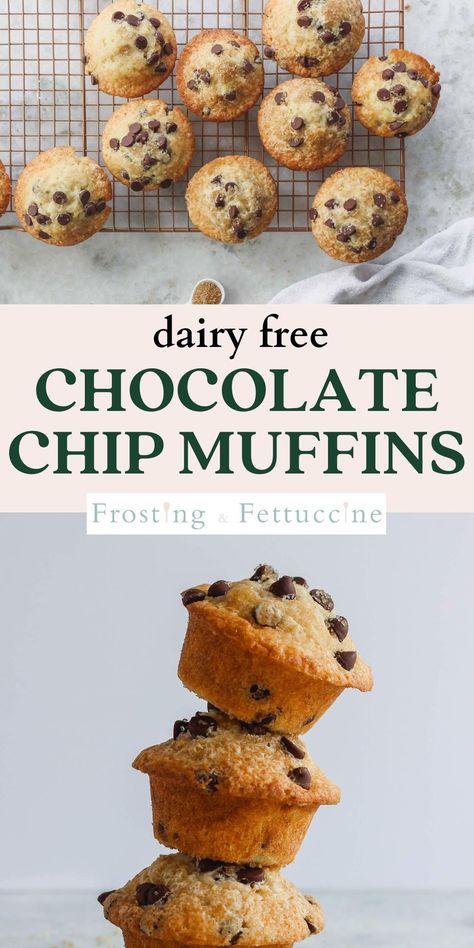 Dairy Free Chocolate Chip Muffins, Homemade Chocolate Chip Muffins, Egg Free Muffins, Gluten Free Dairy Free Muffins, Healthy Chocolate Chip Muffins, Muffins From Scratch, Homemade Muffins Recipe, Dairy Free Breakfast, Chocolate Chip Muffins Easy