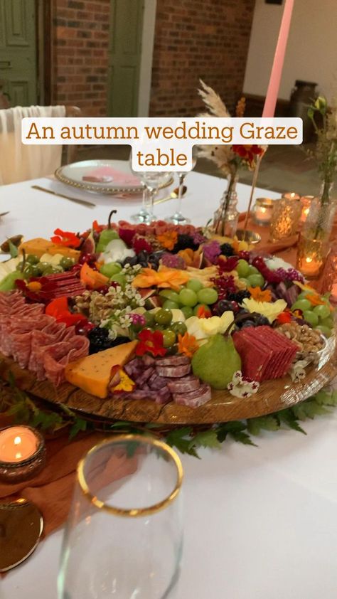 Fall Engagement Party Food, 50th Wedding Anniversary Party Food, October Wedding Reception, Anniversary Party Foods, Engagement Party Recipes, Fall Cocktail Party, Party Food Trays, Fall Wedding Menu, Graze Board