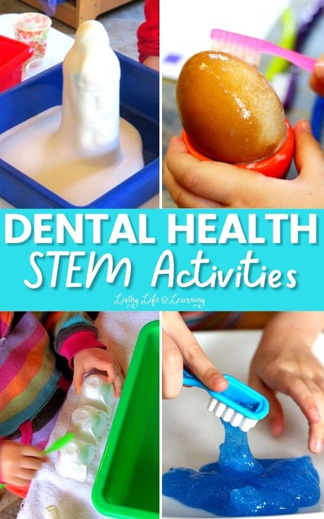 Teeth Science For Preschool, Teeth Experiments For Kids, Teeth Science Experiments, Teeth Cleaning Activities For Kids, Healthy Habits For Kids Activities, Dentist Activities For Toddlers, Healthy Habits Preschool Activities, Brush Your Teeth Activities For Kids, Dental Health Preschool Activities