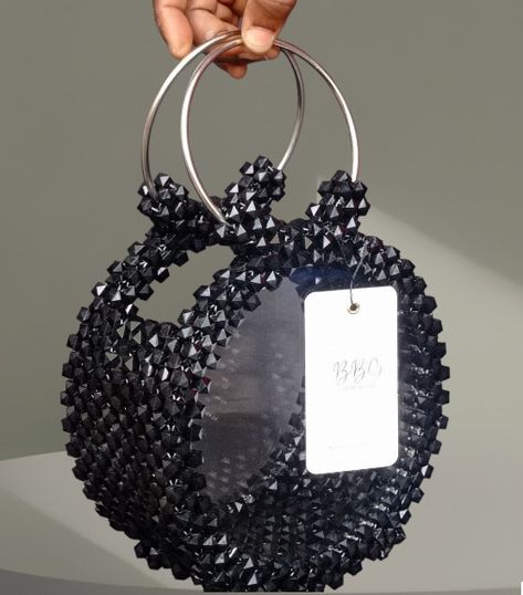 Round Beaded Bag, Pearl Beaded Bag, Hand Beaded Bag, Crystal Purse, Beaded Clutch Purse, Beaded Clutch Bag, Bridal Purse, Square Beads, Crystal Bags