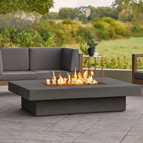 Latitude Run® Alazhia Concrete Propane Fire Pit Table & Reviews | Wayfair Propane Fire Table, Propane Tank Cover, Natural Gas Fire Pit, Outdoor Fire Pit Table, Propane Fire Pit Table, Gas Fire Table, Outdoor Patios, Concrete Fire Pits, Gas Fire Pit Table