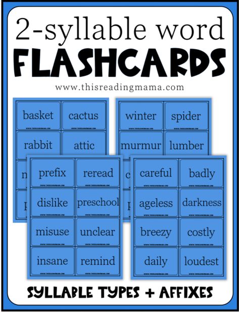 Syllable Games, Open Syllables, Suffixes Worksheets, Word Flashcards, Syllable Types, Number Flashcards, Printable Flashcards, Word Patterns, Prefixes And Suffixes