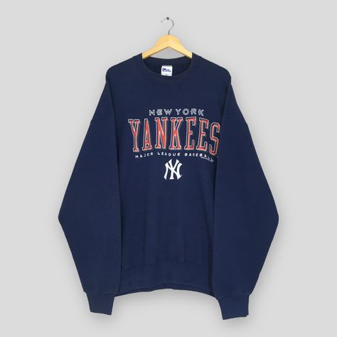 Vintage 90s Rare New York Yankees MLB Sweatshirt XXLarge New York Yankees Blue Sweater NY Yankees American Baseball Boxy Crewneck Size XXL Yankees Merch, Vintage Yankees, Yankees Sweatshirt, Vintage Yankees Sweatshirt, New York Yankees Jersey, New England Style, Shopping List, Winter Fits, Vintage Sweatshirt